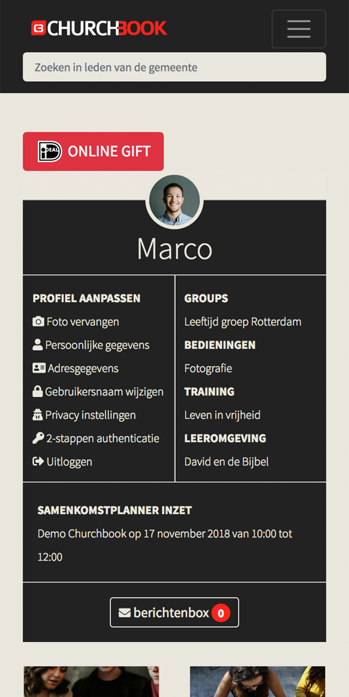 Churchbook mobiel design 2018