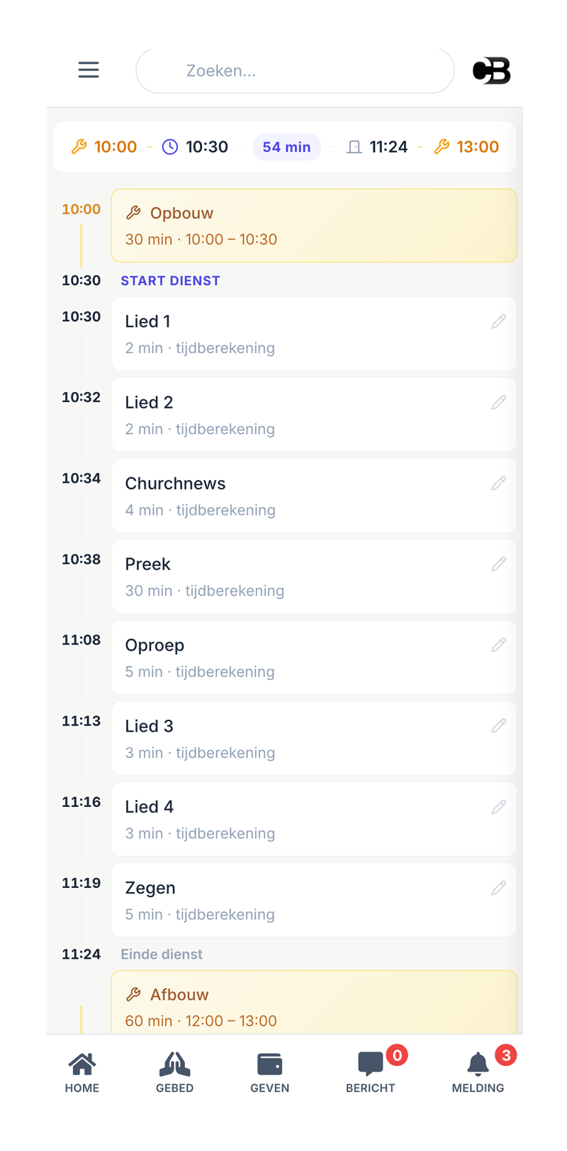 Planning en roosters in de app voor kerken